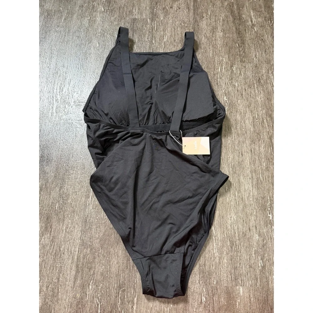 Andie Swimsuit Women XXXL Black Montauk One Piece High Neck Wide‎ Strap NWT